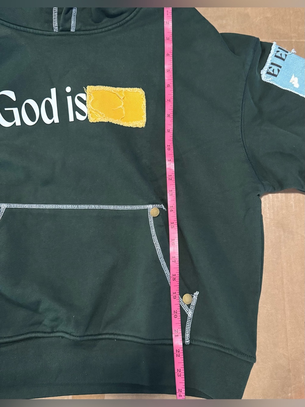 Scary But Beautiful Unisex NAMES OF GOD HOODIE in dark green - Picture 15 of 16